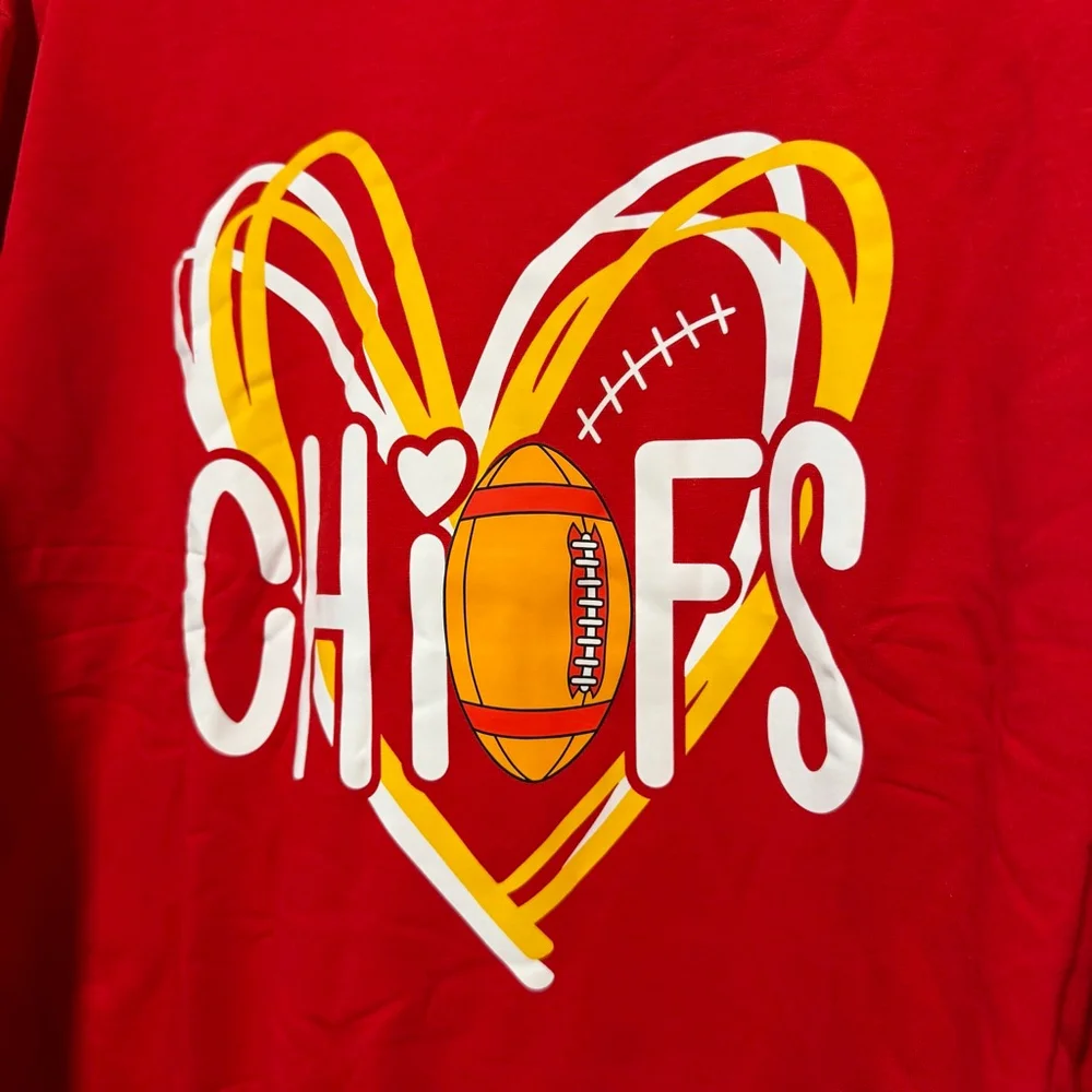 Chiefs Football Women's Red & Yellow Pullover Sweatshirt Large Girly NEW NWOT - Picture 7 of 11
